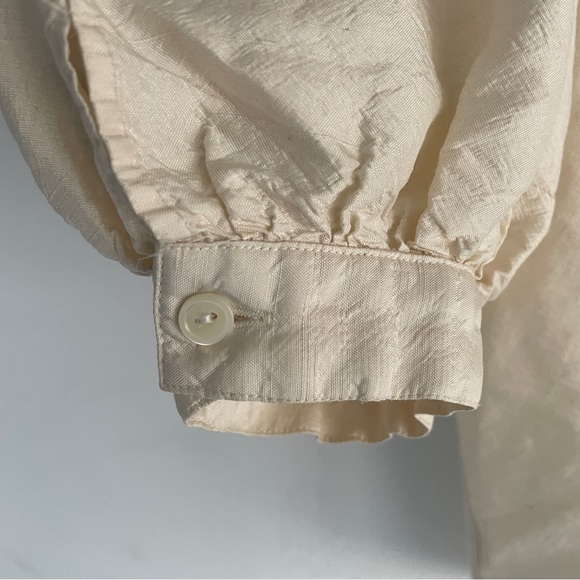 Puff Sleeve Blouse - 100% Silk - Picture 4 of 6